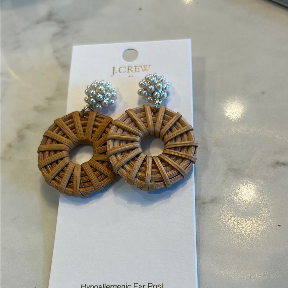 J. Crew Tan and Silver Sunburst Earrings